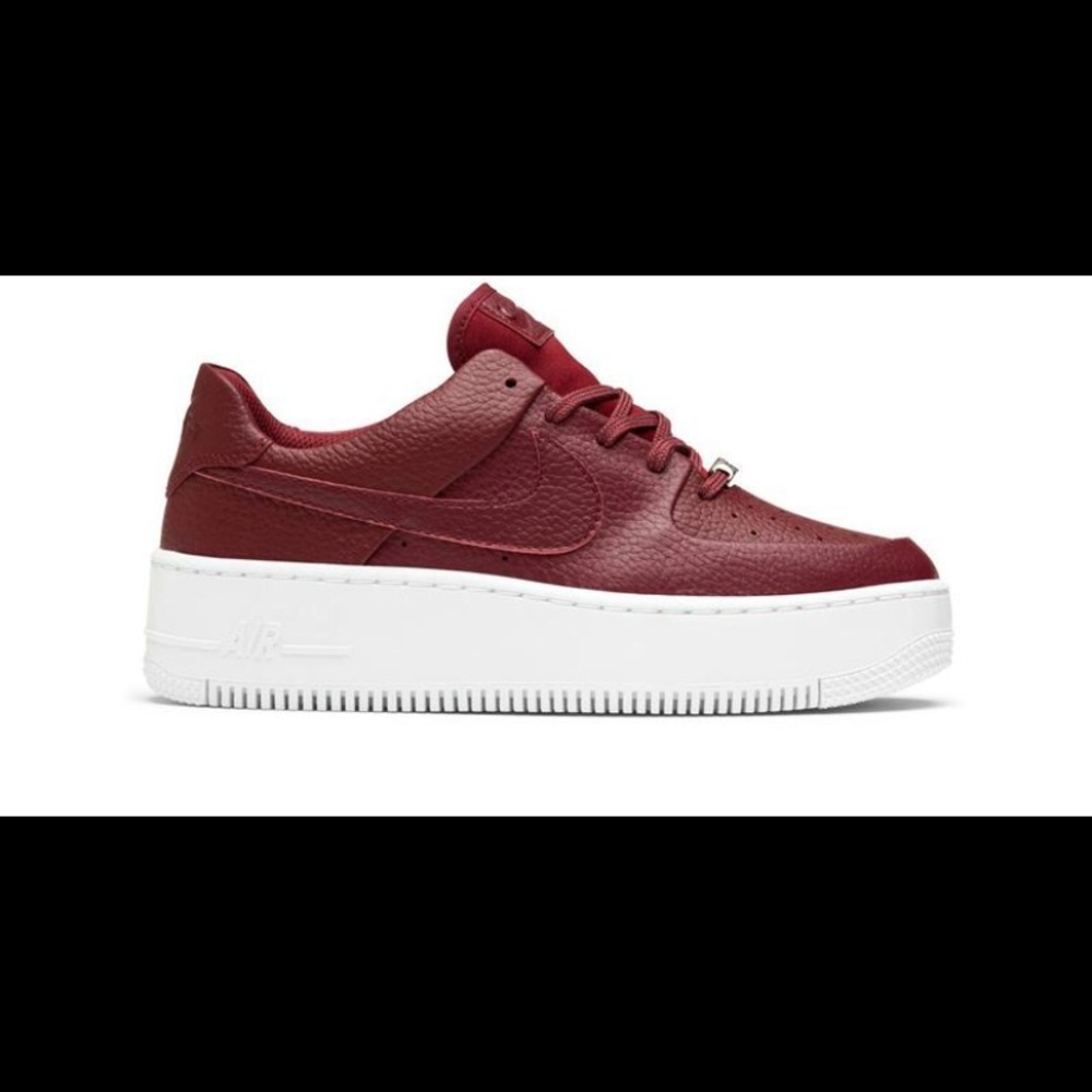 nike air force 1 sage low platform red (women’s 8)